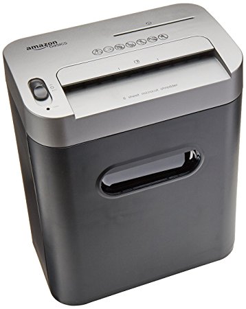 AmazonBasics 8-Sheet High-Security Micro-Cut Paper, CD, and Credit Card Shredder with Pullout Basket