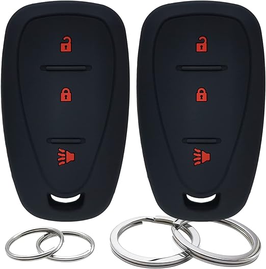 GFDesign 2 Pcs Silicone 3 Buttons Key Fob Cover Remote Case Keyless Protector Compatible with Chevrolet Chevy Malibu Blazer Camaro Cruze Equinox Malibu Limited Sonic Spark Traverse Trax Volt 2016-2019