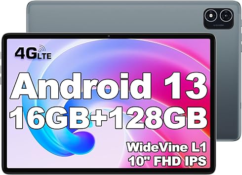 Android 13 タブレットTECLAST P40HDタブレット 10インチ，WideVine L1対応タブレット16GB(8GB 8GB拡張) RAM 128GB ROM 1TB TF拡張，8コアCPU ，10" FHD IPS 1920*1200解像度タブレット4G LTEモデル タブレット Wi-Fiモデル，WiFi 2.4G/5G BT 5.0 6000mAh USB-C 13MP/5MPカメラ 3.5mmヘッドホン端子 児童守護 GMS認証 無線投影 顔認識 OTG対応、日本語取扱説明書付き