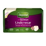 Depend for Women Incontinence Underwear Maximum Absorbency Economy Plus Pack Small and Medium 60 Count