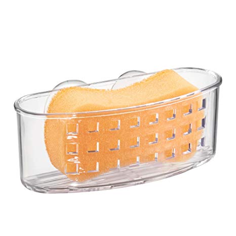 InterDesign Kitchen Sink Suction Holder for Sponges, Scrubbers, Soap - Clear