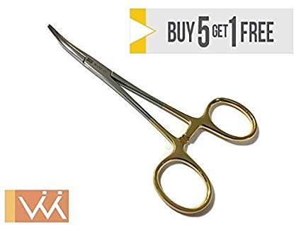 HEMOSTAT Curved Kelly Forceps (5 3/4” / 145 mm). Hemostat Jaws Have Interlocking Teeth and are Designed to clamp Off Blood Vessels During Surgical procedures.