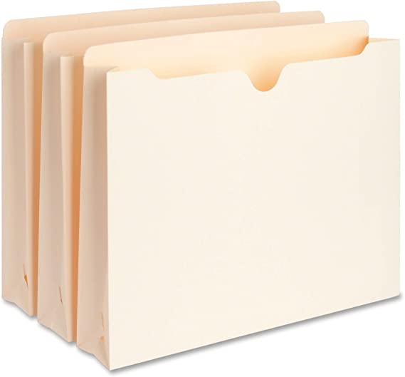 File Pockets, File Folders Jacket, Reinforced Straight-Cut Tab, Letter Size, Manila - 5 Pack (2 Inch Jackets)