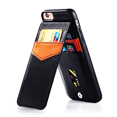 Onetop, for iphone 6s case with card holder, premium PU leather kickstand wallet case for iphone 6s 4.7 inch(Black)