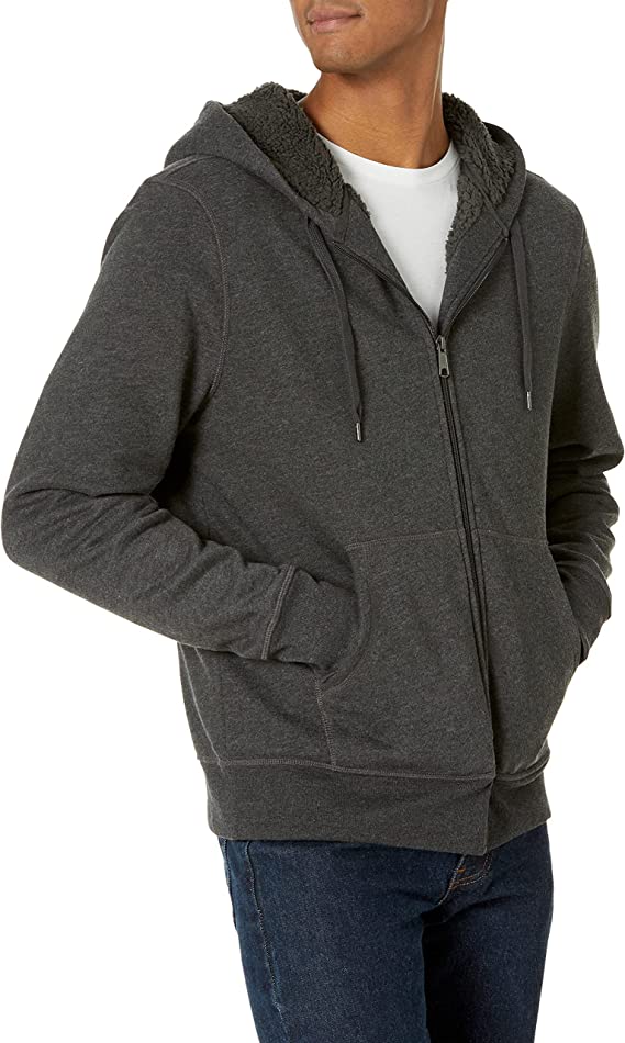 Amazon Essentials Mens Sherpa Lined Full-Zip Hooded Fleece Sweatshirt