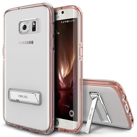 Galaxy S7 Edge Case, OBLIQ [NaKED SHIELD][Rose Gold][Metal Kickstand] Slim Fit Crystal Clear Scratch Resist Heavy Duty Protection Dual Layer Case for Samsung Galaxy S7 Edge