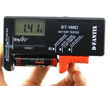 D-FantiX Digital Battery Tester Checker for AA AAA C D 9V 15V Button Cell Small Batteries Model BT-168D