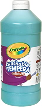 Crayola Washable Tempera Paint, Turquoise Blue Kids Paint, 32 Ounce Squeeze Bottle