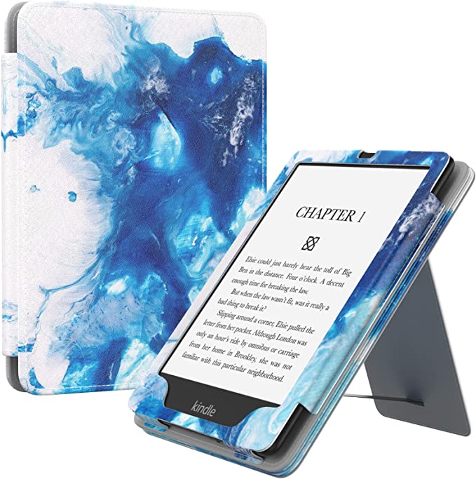 MoKo Case for 6.8" Kindle Paperwhite (11th Generation-2021) and Kindle Paperwhite Signature Edition, Slim PU Shell Cover Case with Auto-Wake/Sleep for Kindle Paperwhite 2021 E-Reader, Blue Ink