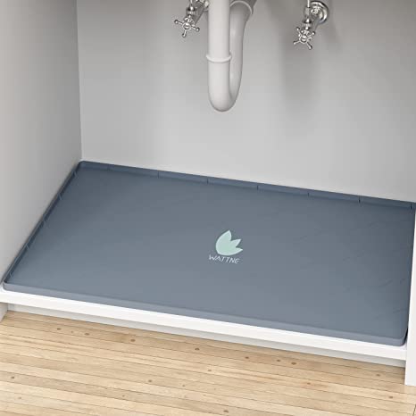 Wattne Under Sink Mat 34" x 22" Flexible Waterproof Silicone Mat, Liner Protector for Cabinet & Drip Tray Liner