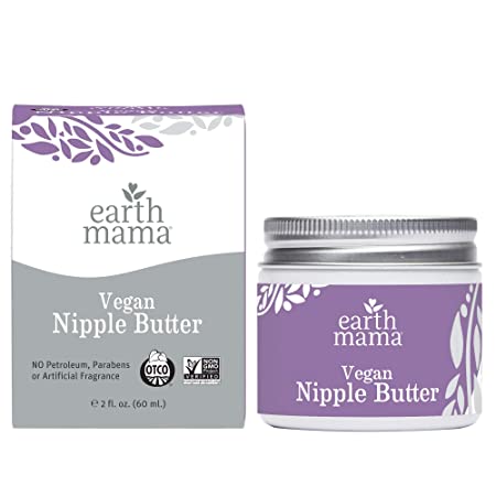 Vegan Nipple Butter Breastfeeding Cream by Earth Mama | Lanolin-free 2-Ounce