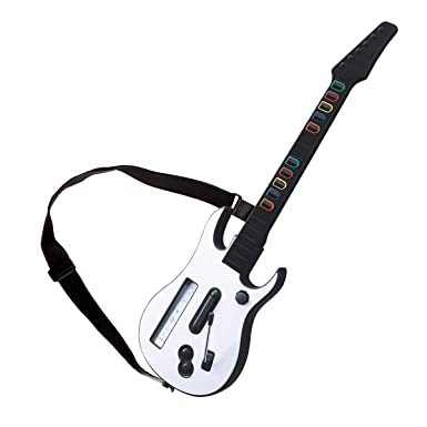 DOYO White Wii Guitar Wireless Hero and Rock Band Guitar Controller with Strap for Hero and Rock Band Games