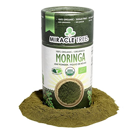 Miracle Tree's 100% Organic Moringa Superfood Powder | Smoothies, Baked Goods, Lattes | 8oz. (0.5lbs) Canister