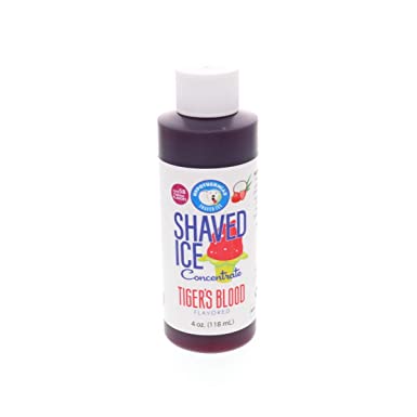 Tigers Blood Shaved Ice and Snow Cone Flavor Concentrate 4 Fl. Ounce Size (makes 1 gallon of syrup with sugar and water added)