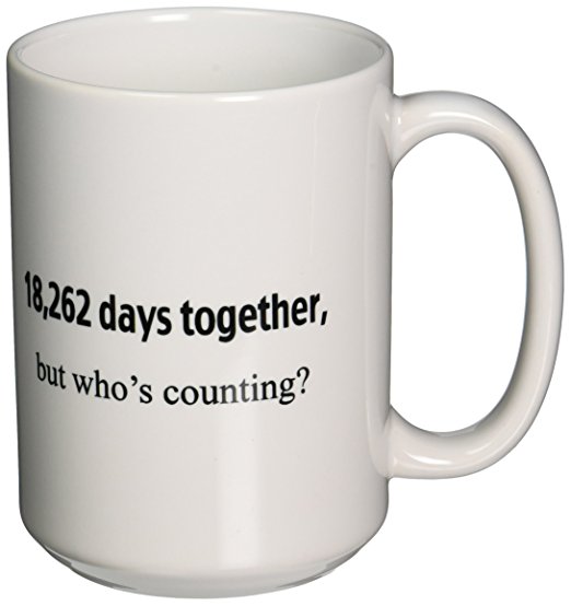 3dRose 18, 262 Days Together, But Whose Counting Happy 50th Anniversary Ceramic Mug, 15-Ounce