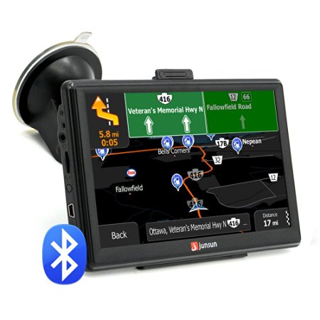 junsun 7-Inch HD Car GPS Navigation Bluetooth AVIN Capacitive screen FM 8GB/256MB Vehicle Truck GPS North America Sat nav Lifetime Map