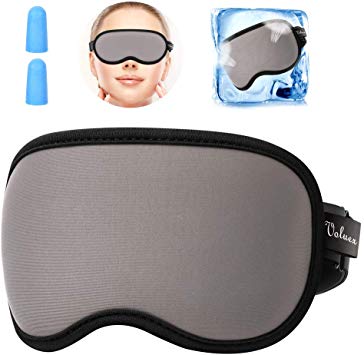 Sleep Mask, VOLUEX Ultra Soft Skin-Friendly Pure Natural Silk Fabric and Cotton Filled Sleeping Eye Mask with Adjustable Strap and Ear Plug for Men,Women and Kids