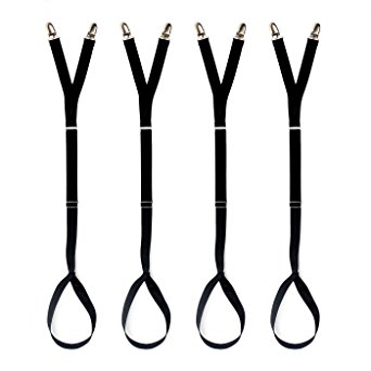 Vancool Stirrup Style (Loop) Adjustable Elastic Shirt Stays Suspenders - Keeps Shirts Tucked In (2 pairs)