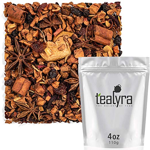 Tealyra - Warm Apple Cider - Hibiscus - Aniseed - Cinnamon - Almonds - Herbal Fruity Loose Leaf Tea - Caffeine Free - 112g (4-ounce)