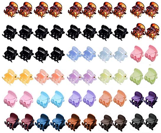 60 PCS Mini Hair Claw Clips Multi-Colored Plastic Hair Jaw Clips for Girls and Women