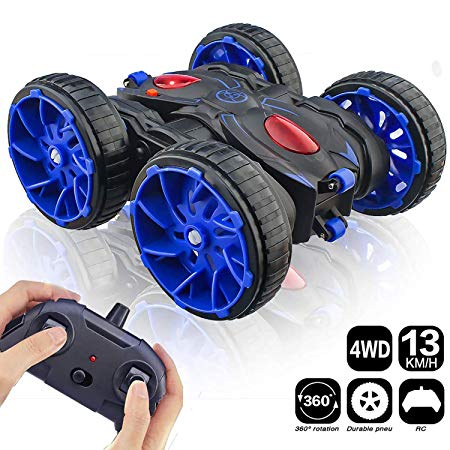 MaxTronic RC Cars, Remote Control Vehicle 4WD 2.4Ghz 8MPh Racing Stunt Car Double Sided 360° Rotation Flips, Age 3-12 Kids Electric Toy For Boys Girls Children Birthday Christmas Gift With LED Light