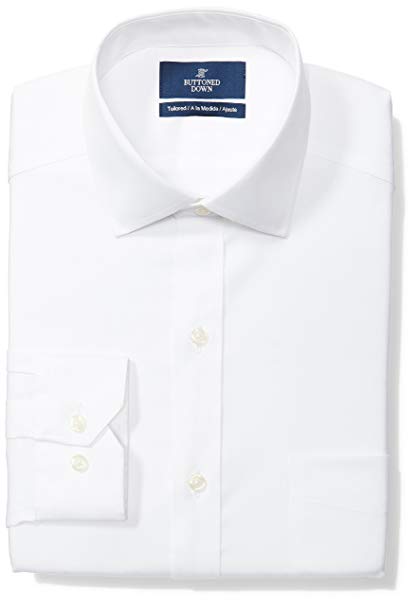 Buttoned Down Men's Tailored Fit Solid Non-Iron Dress Shirt (3 Collars Available)