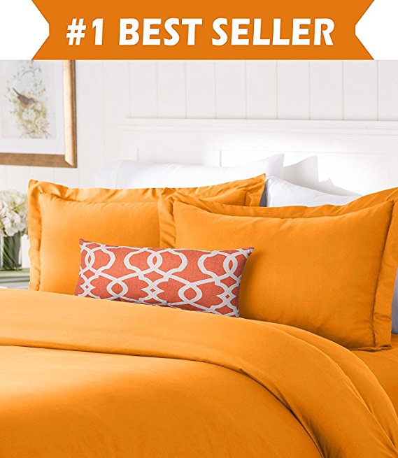 Elegant Comfort #1 Best Bedding Duvet Cover Set! 1500 Thread Count Egyptian Quality Luxurious Silky-Soft WRINKLE FREE 2-Piece Duvet Cover Set, Twin/Twin XL, Elite Orange