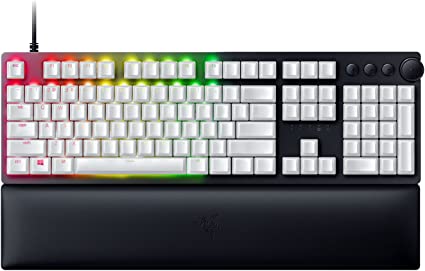 Razer Huntsman V2 Optical Gaming Keyboard   Phantom Keycap Upgrade Set Bundle: Linear Optical Black/White Keycaps