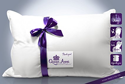Hypoallergenic Pillow - Exclusive Down Alternative (King Size Medium Pillow) – the Heavenly Down Allergy Free Pillow Only By Queen Anne Pillow Co. – High-end Luxury Hotel Pillows Made in the USA