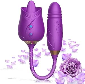 Easy to Operate Rose Shape Toys Update Model 3 in 1 Rose Toy with Tongue Licking, Thrusting and Vibrating Adult Tools YB3 6 * 6