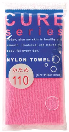 Cure Series Japanese Exfoliating Bath Towel from OHE - Hard Weave - Pink 110cm