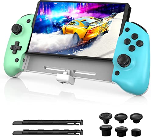 NexiGo Gripcon, Enhanced Switch/Switch OLED Controller for Handheld Mode, Ergonomic Controller for Nintendo Switch OLED with 6-Axis Gyro, Mapping and Turbo Function, Island Village