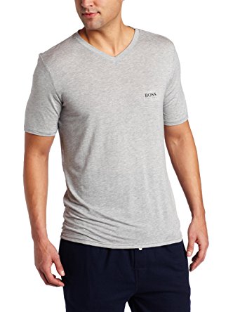 BOSS HUGO BOSS Men's Micromodal Short Sleeve V-neck T-shirt, Grey, Large