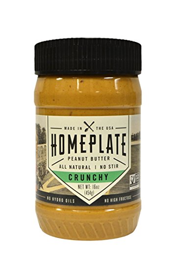 HomePlate Peanut Butter, Crunchy, All Natural, No Stir, Non-GMO, 16 oz. Jar