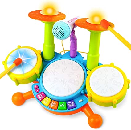 Kids Drum Set Toys for 1 Year Old Boys, 2 Year Old Musical Piano Toys, Educational Baby Toys 6-12 Months Development for 18 Months Toddlers Toys, Gifts for 1 2 3 4 5 Year Old Boys Girls