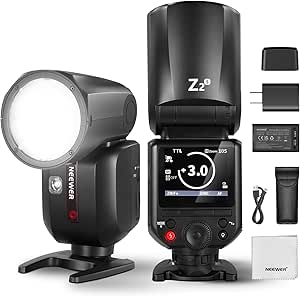 NEEWER Z2-S 2.4G TTL Round Head Flash Speedlite for Sony, 76Ws Speedlight with Upgraded UI, Modeling Lamps, TTL/M Quick TCM Switch, 1/8000s HSS, 2600mAh Battery, 480 Full Power Flashes, Cleaning Cloth