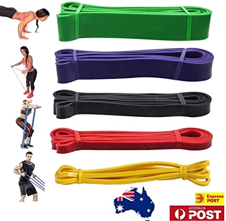 OZSTOCK® Set of 5 Heavy Duty Resistance Band Loop Power Gym Fitness Exercise Yoga Workout
