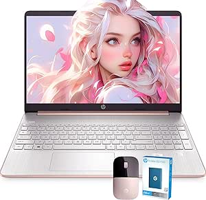 HP Newest 15.6" Rose Gold Laptop, 32GB Memory, 1TB SSD Storage, AMD Ryzen 3 3250U, Fingerprint Reader, SD Card Reader, HDMI, Webcam, Windows 11 Home, Bundled 250GB Portable SSD & Wireless Mouse