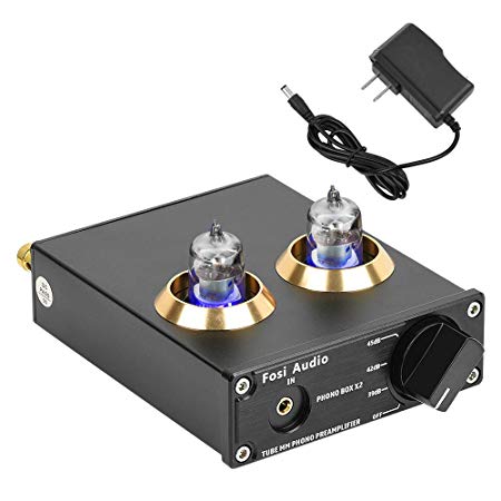 Fosi Audio Phono Preamp for Turntable Preamplifier MM Phonograph Preamplifier with Gain Gear Mini Stereo Audio Hi-Fi Pre-Amplifier for Record Player with DC 12V Power Box X2