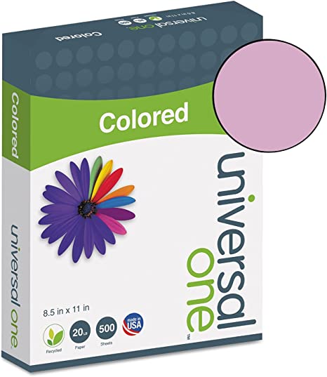 Universal 11212 Colored Paper, 20lb, 8-1/2 x 11, Orchid, 500 Sheets/Ream, UNV11212