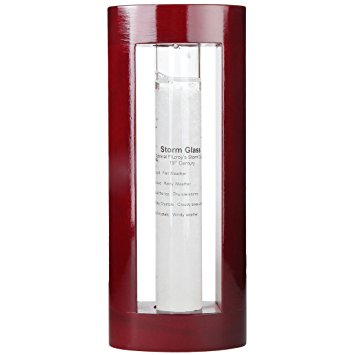 Lily's Home Admiral Fitzroy's Storm Glass | Weather Prediction Station | Weather Bottle Forecast Bottle Barometer in a Cherry Wood Finish Frame