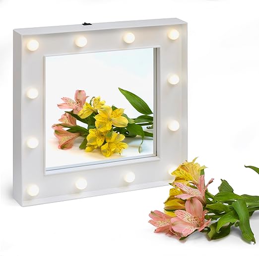 Hollywood Vanity Mirror with 12 LED Bulbs, Hollywood Makeup Mirror with Lights Lighted Makeup Mirror, Tabletop and Wall Mounted Cosmetic Mirror and Photo Frame. Gifts for Her - ThumbsUp!