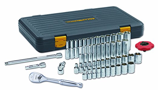 GearWrench 80300P 1/4-Inch Drive SAE/Metric 6 Point Standard and Deep Socket Set, 51-Piece