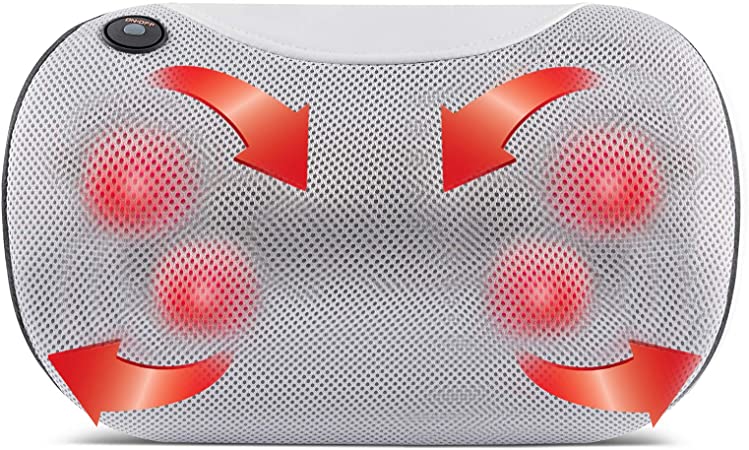 Kneading Neck Massage Pillow with Heat - Shiatsu Back Neck Massager Deep Tissue Muscle Pain Relief for Neck, Shoulders, Lower Back, Legs, and Foot | Great Relaxation in Car, Home, and Office