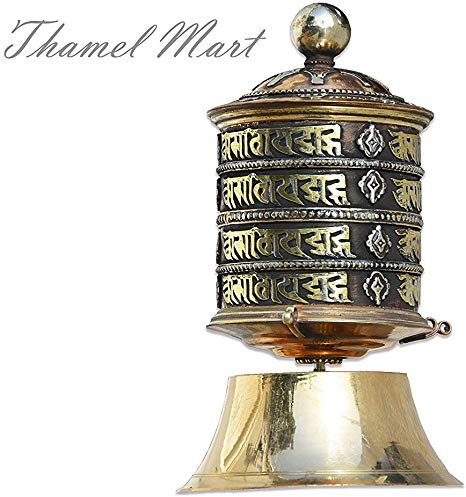 6 Inch Very Artistic Stand Tibetan Prayer Wheel"Om Mane Padme Hum" Hand Crafted in Nepal