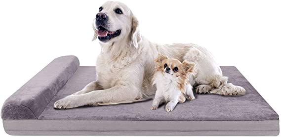 JoicyCo Dog Bed Crate Mat Dog Beds for Large Dogs Pet Beds Furniture Foam Cushion Sofa Anti-Slip Bottom Mattress with Washable Cover