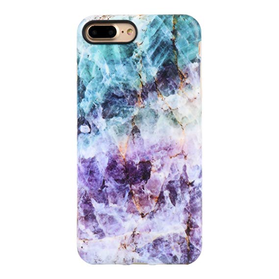 iPhone 7 PLUS Case for girls, Leminimo Purple Quartz TPU Protective Flexible Case For iPhone 7 Plus/iPhone 8 Plus [5.5 inch Display] - Turquoise Purple Quartz