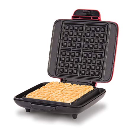 DASH No Mess Belgian Waffle Maker: Waffle Iron 1200W   Waffle Maker Machine For Waffles, Hash Browns, or Any Breakfast, Lunch, & Snacks with Easy Clean, Non-Stick   Mess Free Sides - Red