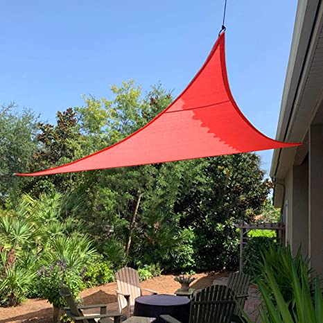 Artpuch 16' x 16' x 16' Triangle Sun Shade Sails Scarlet UV Block Shelter Canopy for Patio Garden Outdoor Facility and Activities