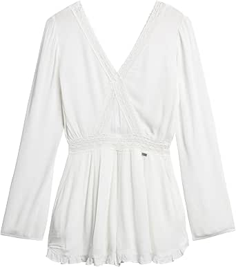 Superdry Damen Playsuit mit ausgestellten Ärmeln und Aussparung Ecru 42